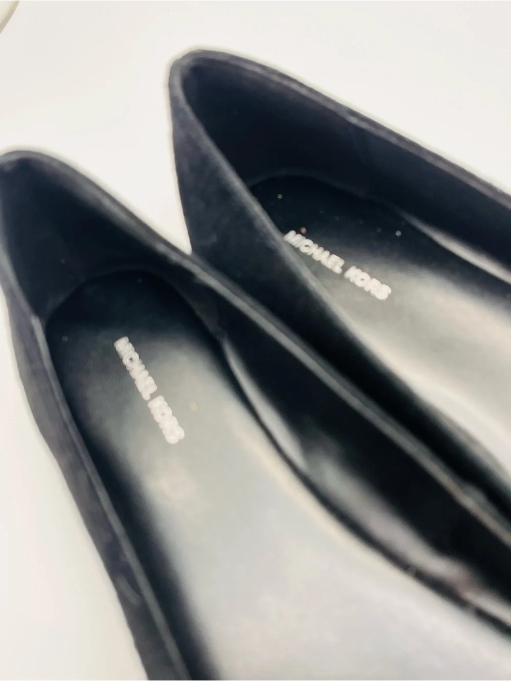 Michael Kors Black Fulton Flex Ballet Suede Flats Silver Logo Size 9 SlipOn